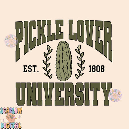 Pickle Lover University PNG Sublimation Digital Design Download, university tee png, varsity letters png, pickle png, pickle slut png design