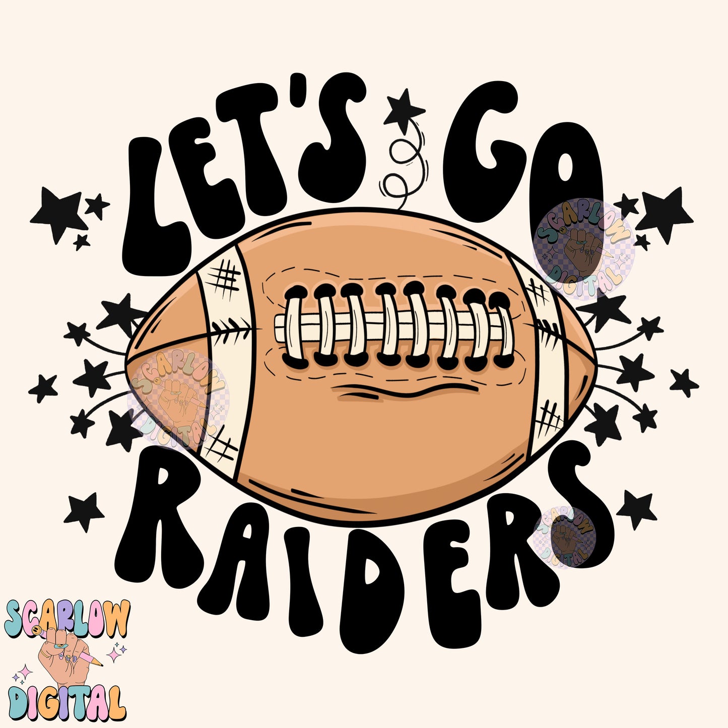 Let's Go Raiders PNG Digital Design Download, pom pom png, football png, sports png, single color png, school spirit png, team spirit png