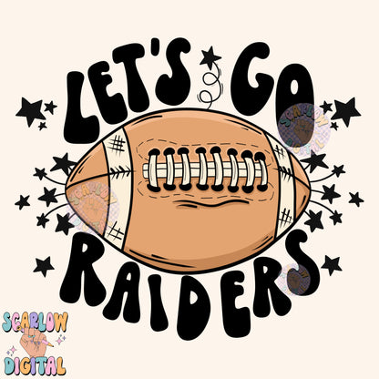 Let's Go Raiders PNG Digital Design Download, pom pom png, football png, sports png, single color png, school spirit png, team spirit png