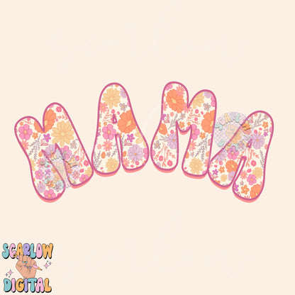 Floral Mama PNG Digital Design Download, flower mama png, png for moms, summer mama png, trendy mama png, daisies png, boho png, retro png