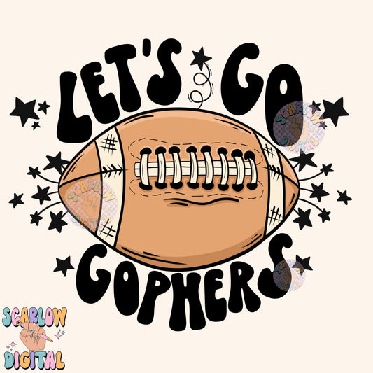 Let's Go Gophers PNG Digital Design Download, pom pom png, football png, sports png, single color png, school spirit png, team spirit png