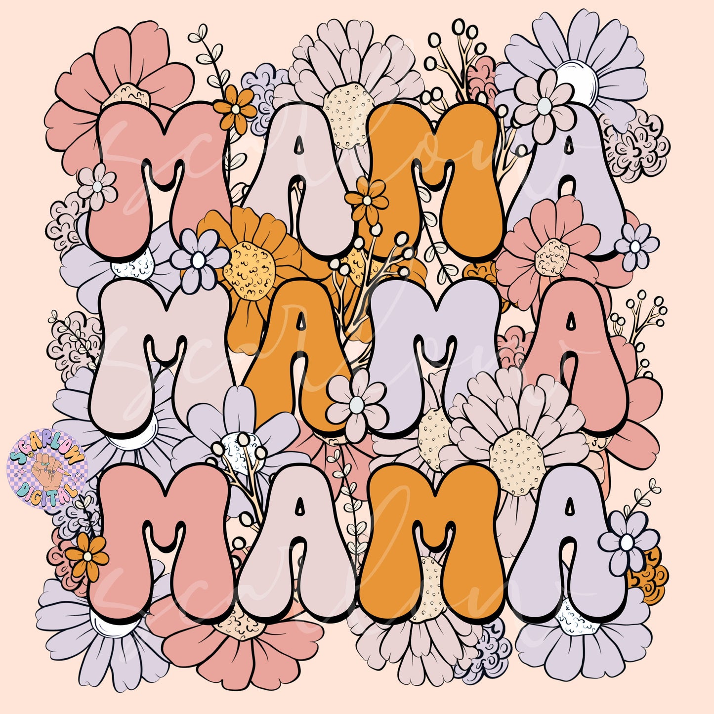 Floral Mama PNG Sublimation Digital Design Download, flowers png, png for moms, mama png, trendy mama png, preppy mama designs, boho mom png