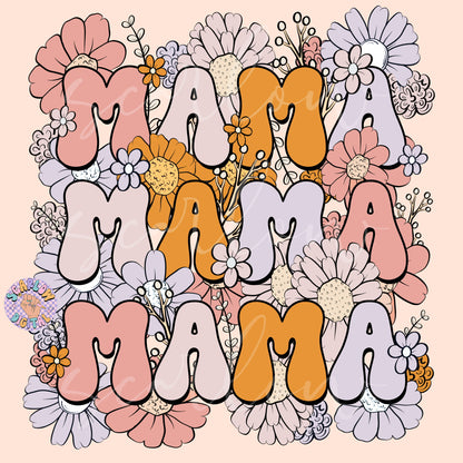 Floral Mama PNG Sublimation Digital Design Download, flowers png, png for moms, mama png, trendy mama png, preppy mama designs, boho mom png