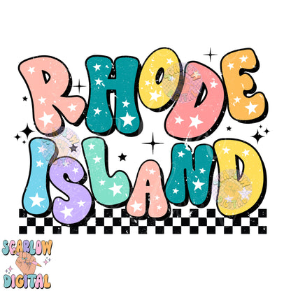 Rhode Island PNG Digital Design Download, city png, colorful png, stars png, women png, Rhode Island tshirt png, retro png, hometown png