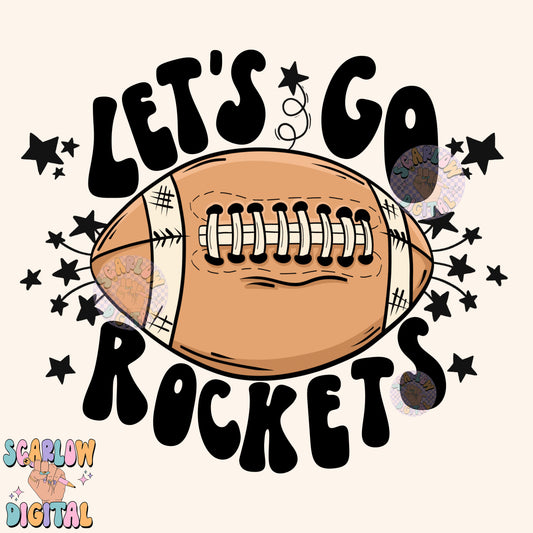 Let's Go Rockets PNG Digital Design Download, pom pom png, football png, sports png, single color png, school spirit png, team spirit png