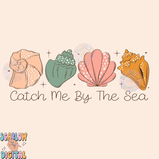 Catch Me By The Sea PNG-Sea Shells Sublimation Digital Design Download-flower sea shells png, girly summer png, beachy png, summertime png