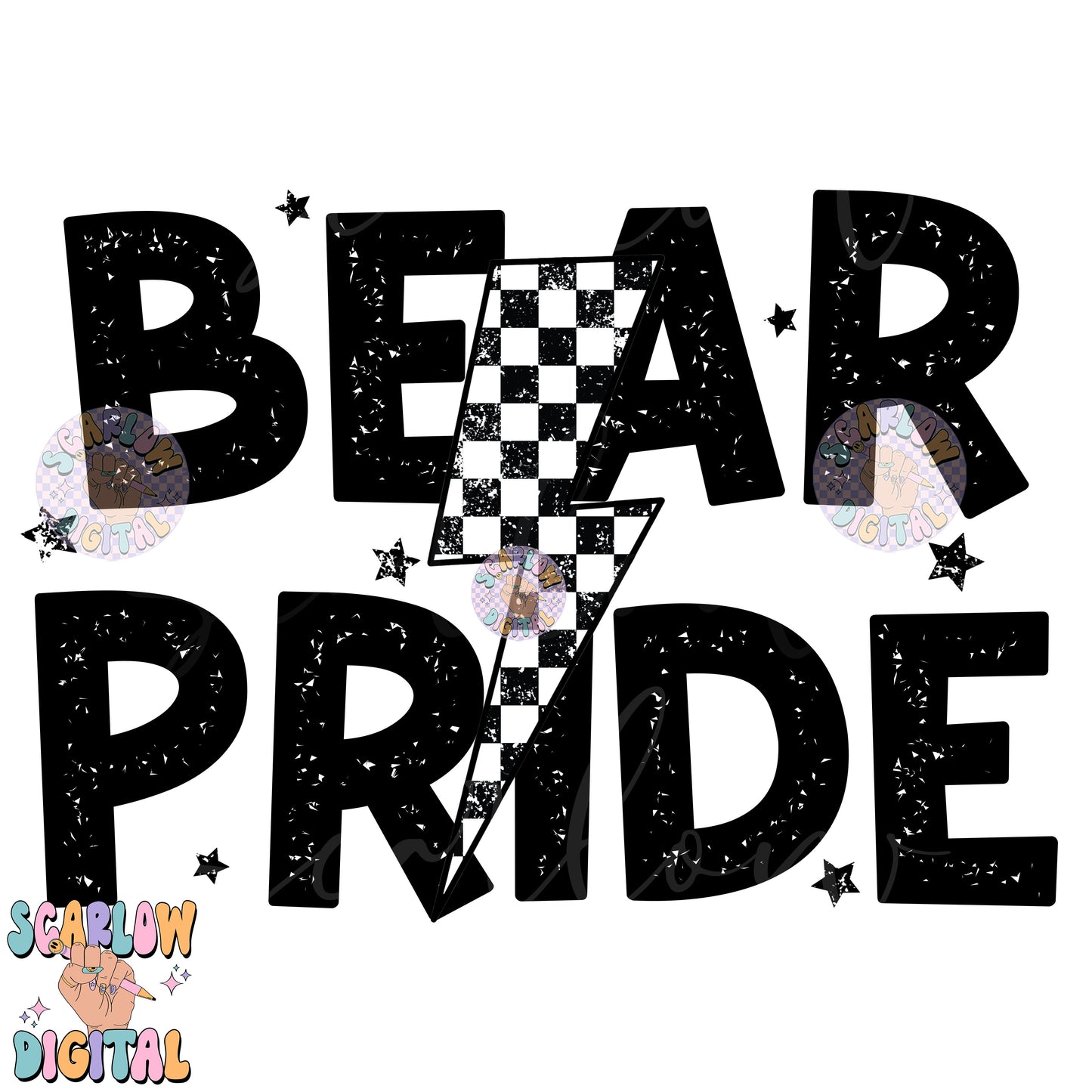 Bear Pride PNG Digital Design Download, go bears png, retro mascot png, school spirit png, team spirit png, school designs, team names png