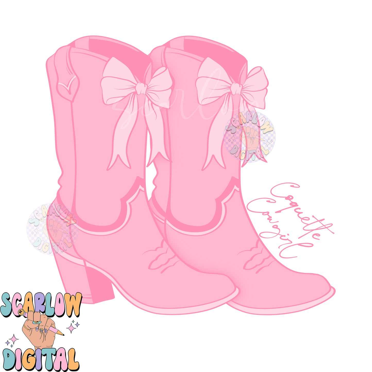 Coquette Cowgirl PNG-Western Sublimation Digital Design Download-bows png, cowgirl boots png, coquette style png, country girl png design