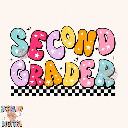 Second Grader PNG Digital Design Download, back to school png, school designs, retro back to school png, colorful kids tshirt designs