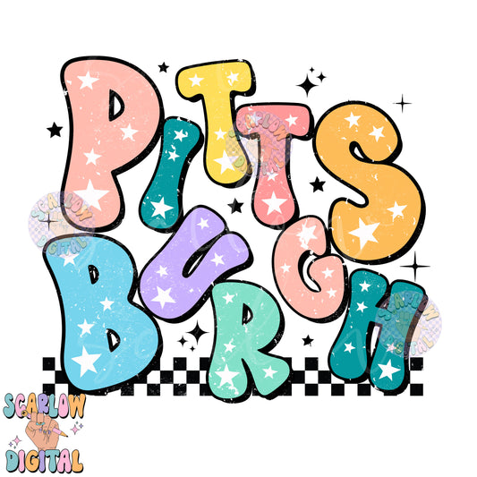 Pittsburgh PNG Digital Design Download, city png designs, colorful png, stars png, women png, pennsylvania png, checkers png, hometown png