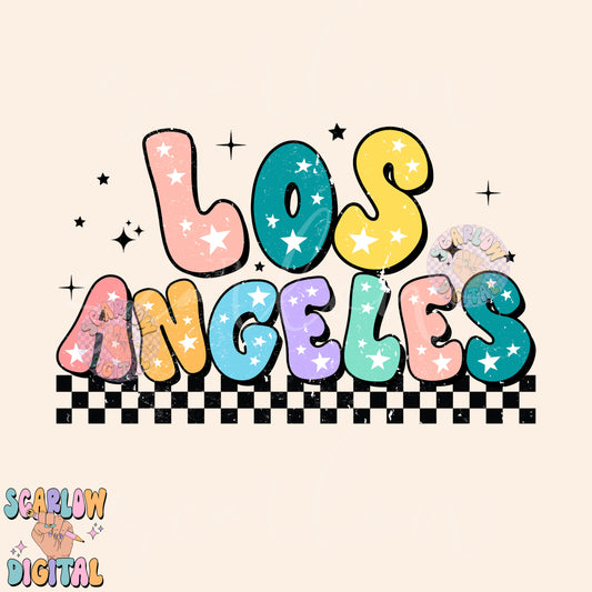 Los Angeles PNG Digital Design Download, city png designs, colorful png, stars png, png for women, California png, city and state png design