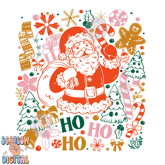 Ho Ho Ho PNG Digital Design Download, Christmas png, traditional xmas png, santa claus png, candy cane png, gingerbread png, holidays png