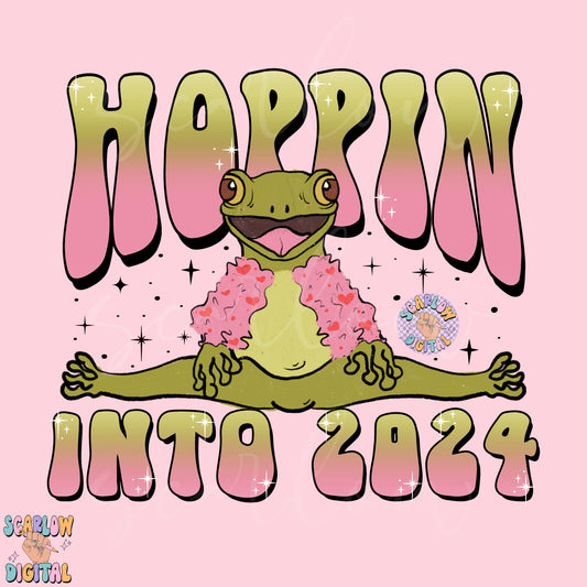 Hoppin into 2024 PNG-New Years Sublimation Digital Design Download-frog png, funny new years png, girly new years png, adult humor png