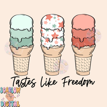 Tastes Like Freedom PNG-Fourth of July Sublimation Digital Design Download-patriotic png, kids july 4th png, american png, ice cream png