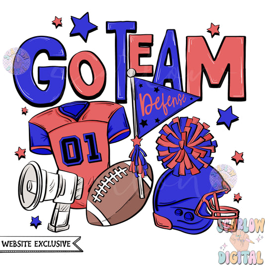 Website Exclusive: Go Team Royal Blue and Red Football PNG Sublimation Digital Design Download
