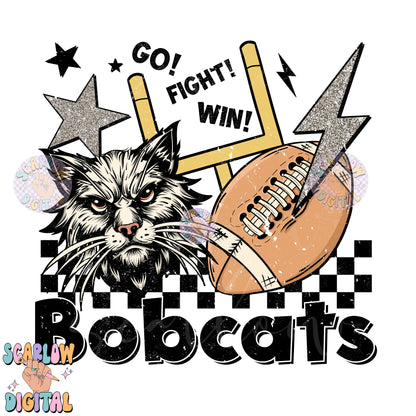 Bobcats PNG Digital Design Download, football png, retro bobcats png, bobcat mascot png, school mascot png, football season png, go team png