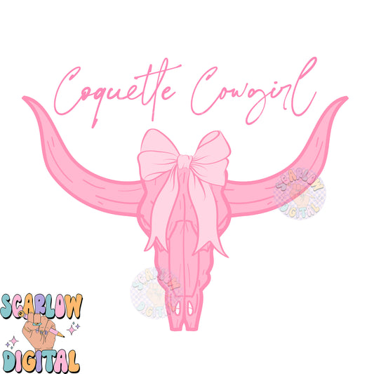 Coquette Cowgirl PNG-Western Sublimation Digital Design Download-bows png, cowgirl boots png, coquette style png, cow skull png design