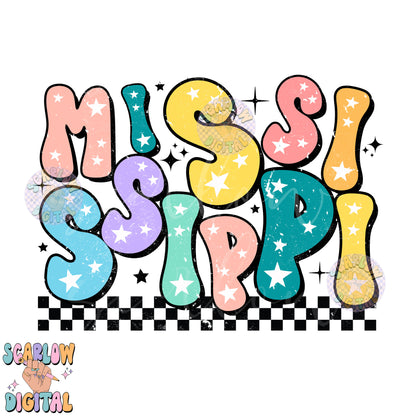 Mississippi PNG Digital Design Download, city png design, colorful png, star png, women png, Mississippi tshirt png, retro png, hometown png