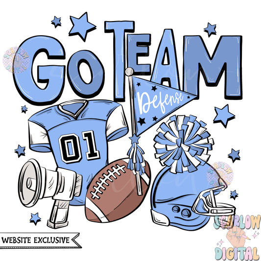 Website Exclusive: Go Team Blue and White Football PNG Sublimation Digital Design Download