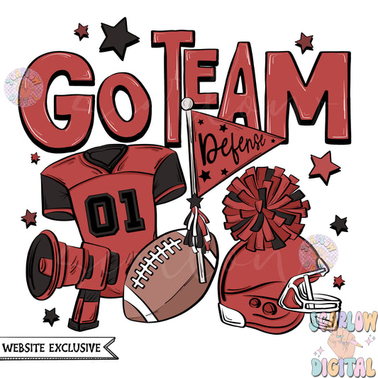 Website Exclusive: Go Team Red and Black Football PNG Sublimation Digital Design Download