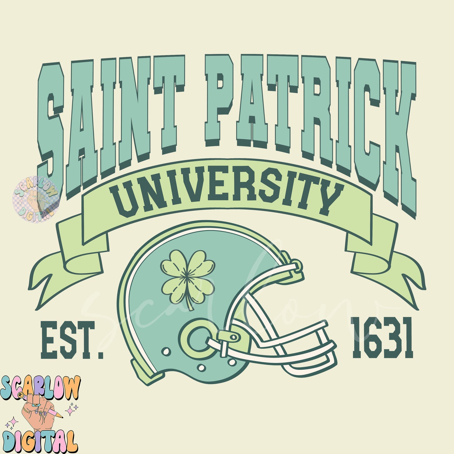 Saint Patrick University PNG-St Patrick's Day Sublimation Digital Design Download-football png, shamrock png, lucky png, irish png design