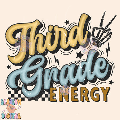 Third Grade PNG Digital Design Download, back to school png, checkered png, boy school png, retro png, trendy png, first day of school png