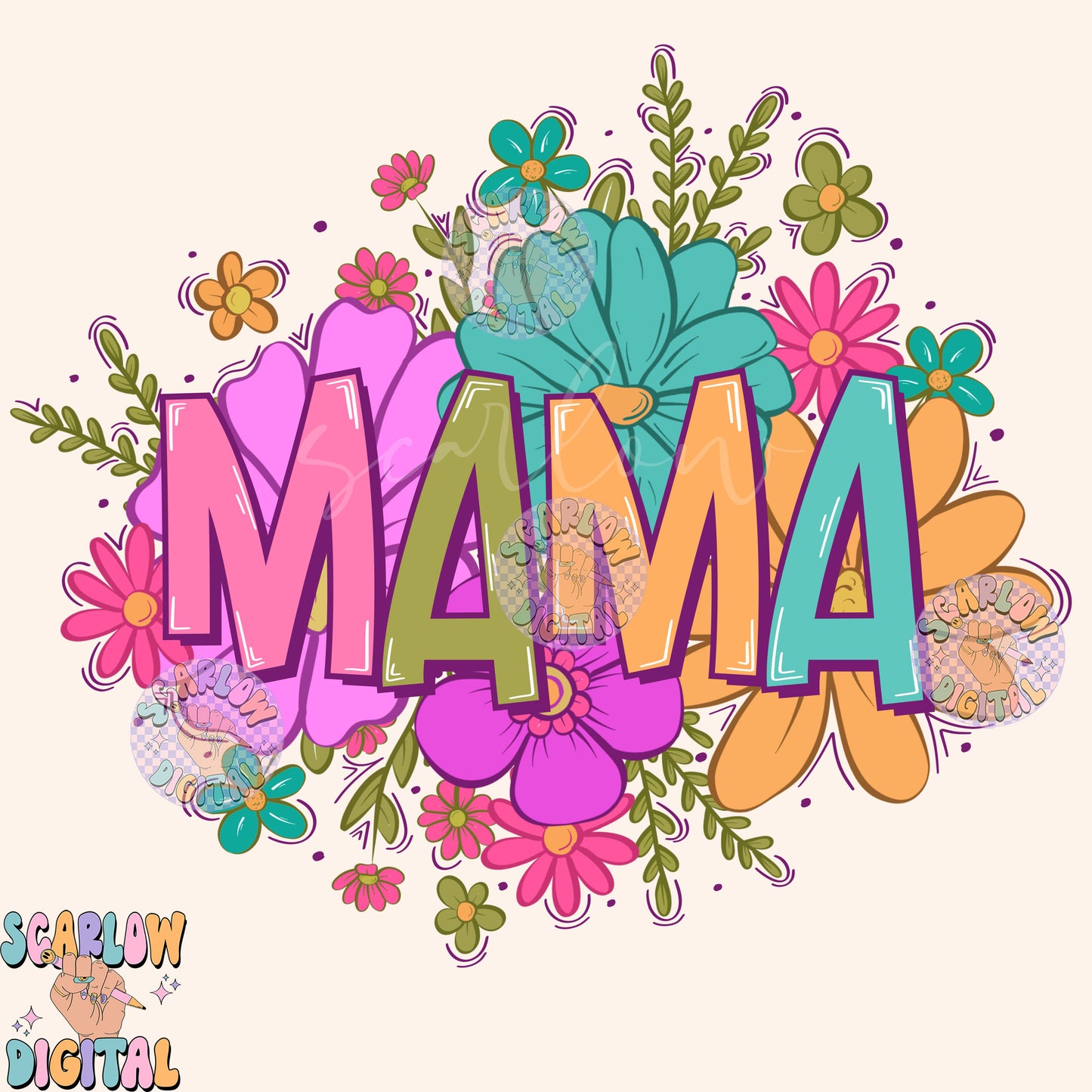 Floral Mama PNG-Flowers Sublimation Digital Design Download-png for moms, mama mini png, mama's girl png, flower mama png, summer mama png