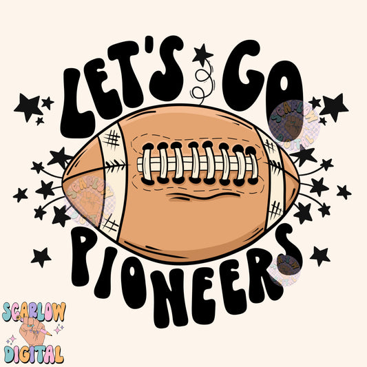 Let's Go Pioneers PNG Digital Design Download, pom pom png, football png, sports png, single color png, school spirit png, team spirit png