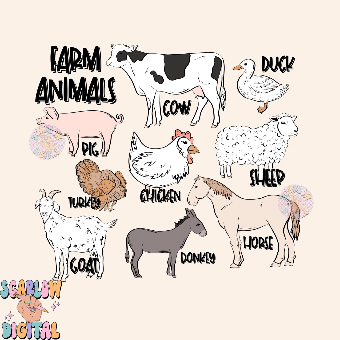 Farm Animals PNG Sublimation Digital Design Download, animal tshirt png designs, farm life png, little boy png, png for boys, cows png