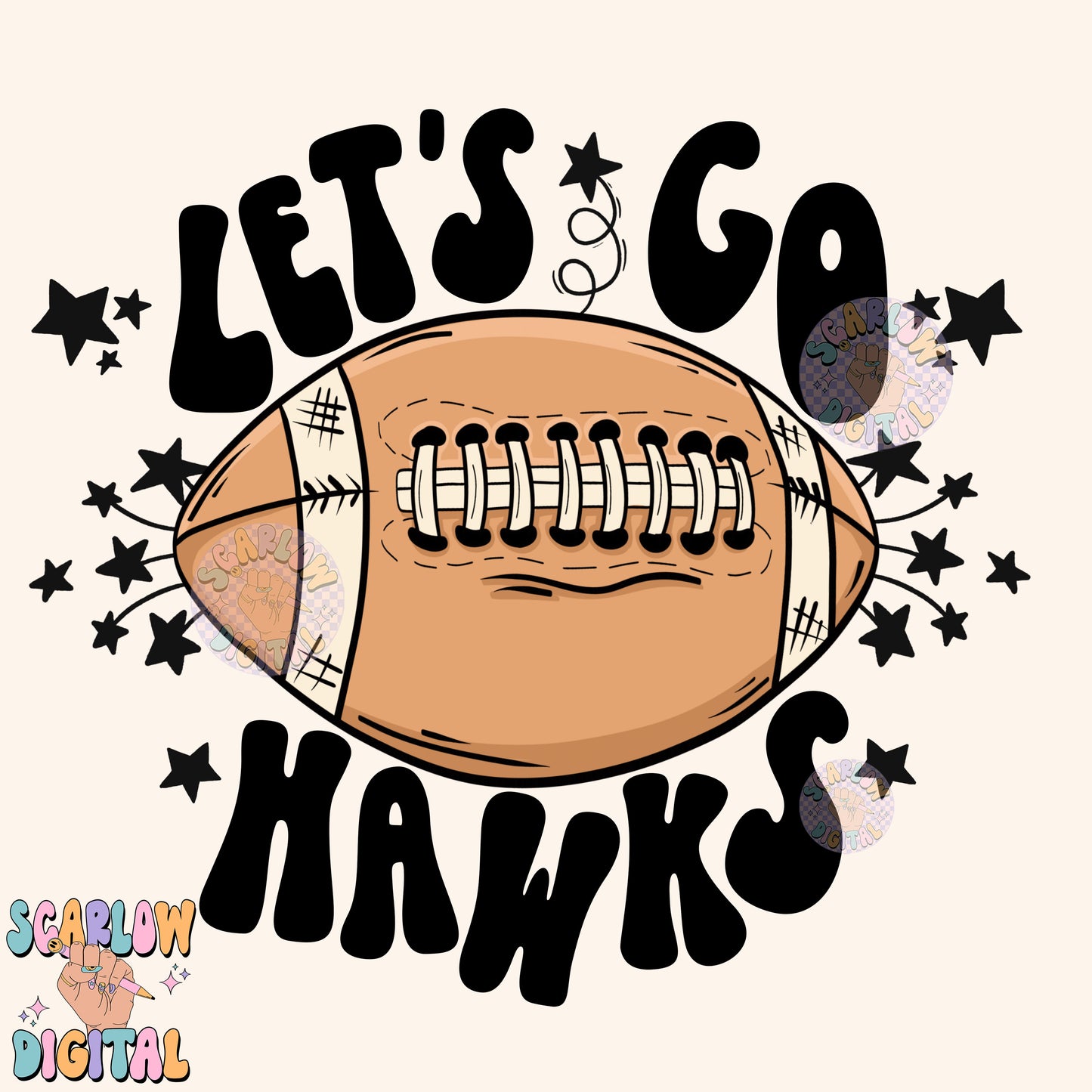 Let's Go Hawks PNG Digital Design Download, pom pom png, football png, sports png, single color png, school spirit png, team spirit png