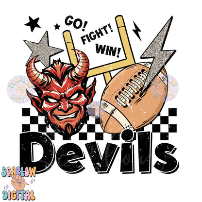 Devils PNG Digital Design Download, football png, retro Devils png, Devils mascot png, school mascot png, football season png designs