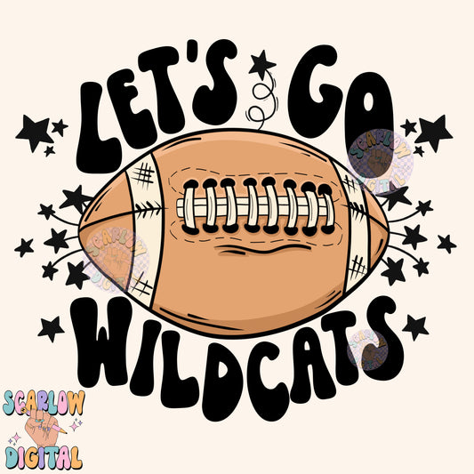 Let's Go Wildcats PNG Digital Design Download, pom pom png, football png, sports png, single color png, school spirit png, team spirit png