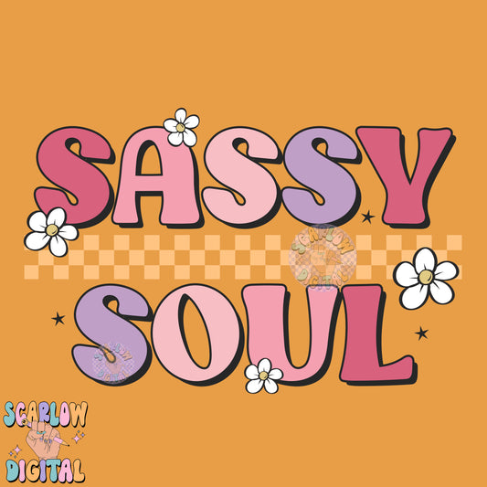 Sassy Soul PNG Digital Design Download, flowers png, retro png, little girl png, girl tshirt designs, checkers png, png for girl, trendy png
