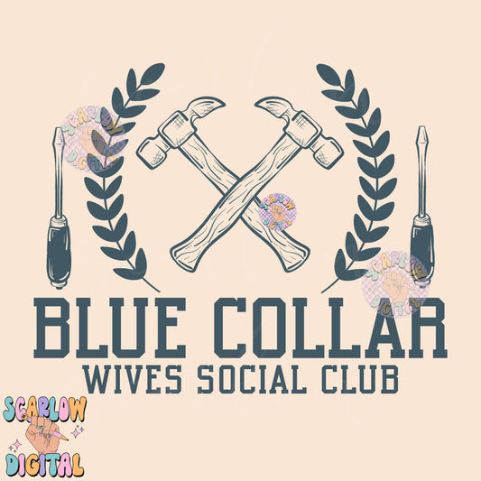 Blue Collar Wives Social Club PNG Digital Design Download, vintage style png, simple png, single color png, trendy png, png design for women