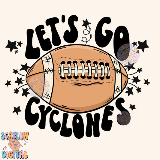 Let's Go Cyclones PNG Digital Design Download, pom pom png, football png, sports png, single color png, school spirit png, team spirit png