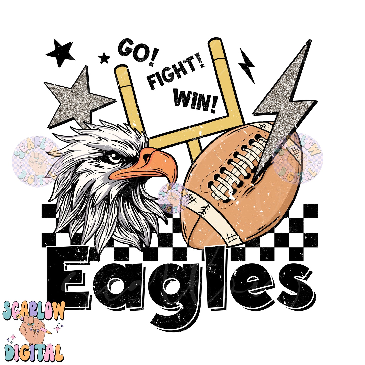 Eagles PNG Digital Design Download, football png, retro eagles png, eagles mascot png, school mascot png, football season png designs