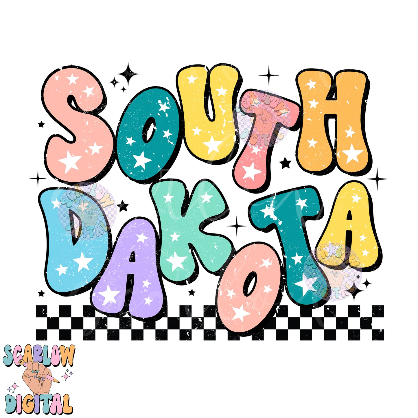 South Dakota PNG Digital Design Download, city png, colorful png, stars png, women png, South Dakota tshirt png, retro png, hometown png