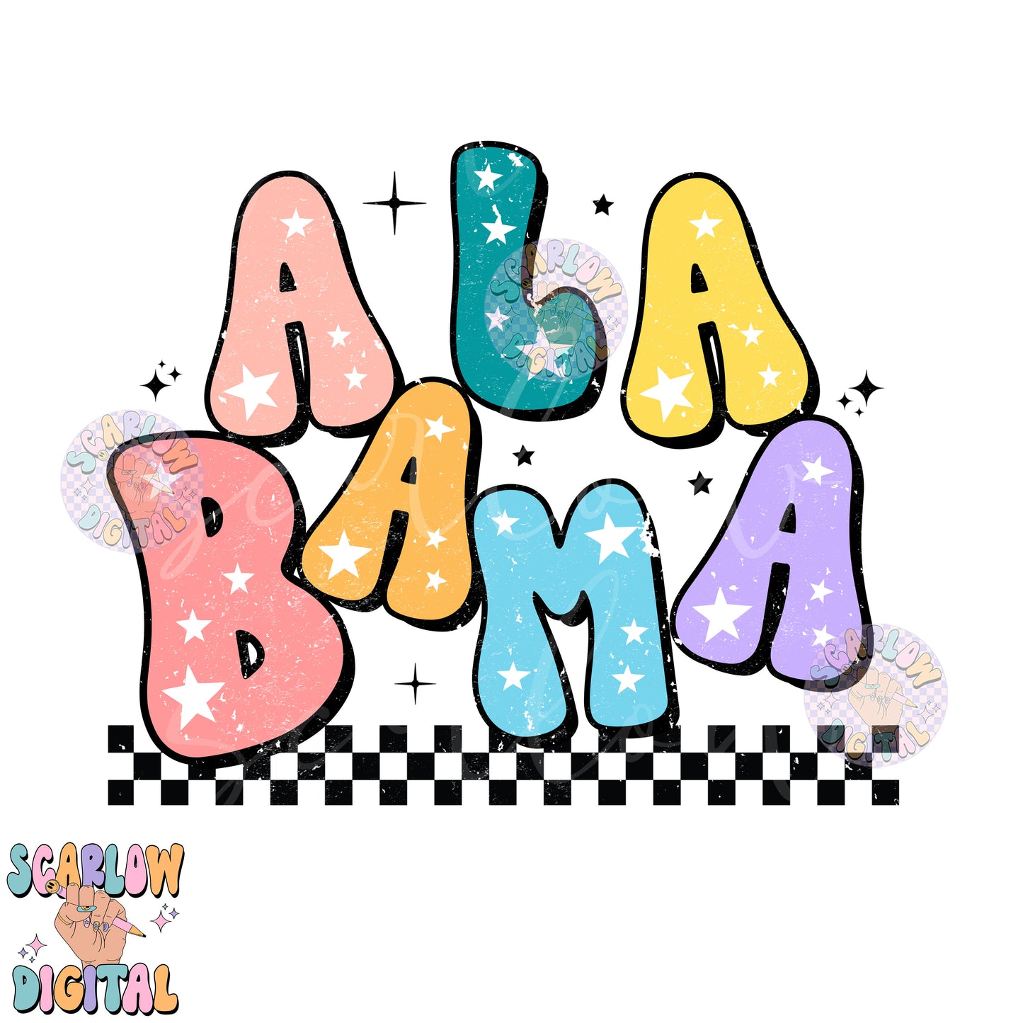 Alabama PNG Digital Design Download, city png design, colorful png, star png, women png, Alabama tshirt png designs, retro png designs