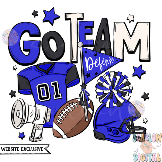 Website Exclusive: Go Team Royal Blue Black and White Football PNG Sublimation Digital Design Download