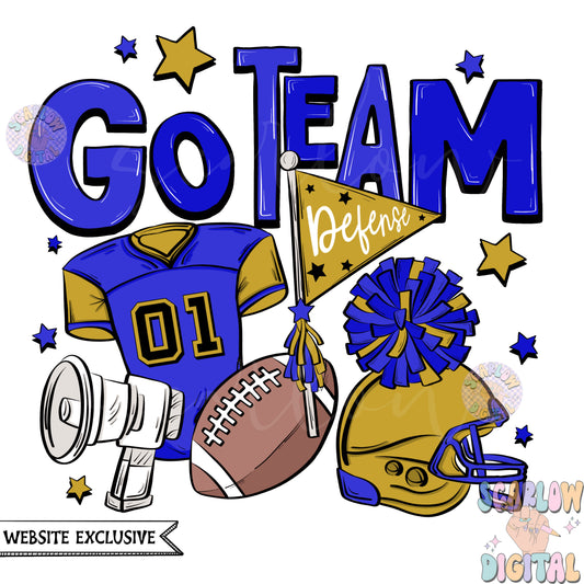 Website Exclusive: Go Team Royal Blue and Gold Football PNG Sublimation Digital Design Download