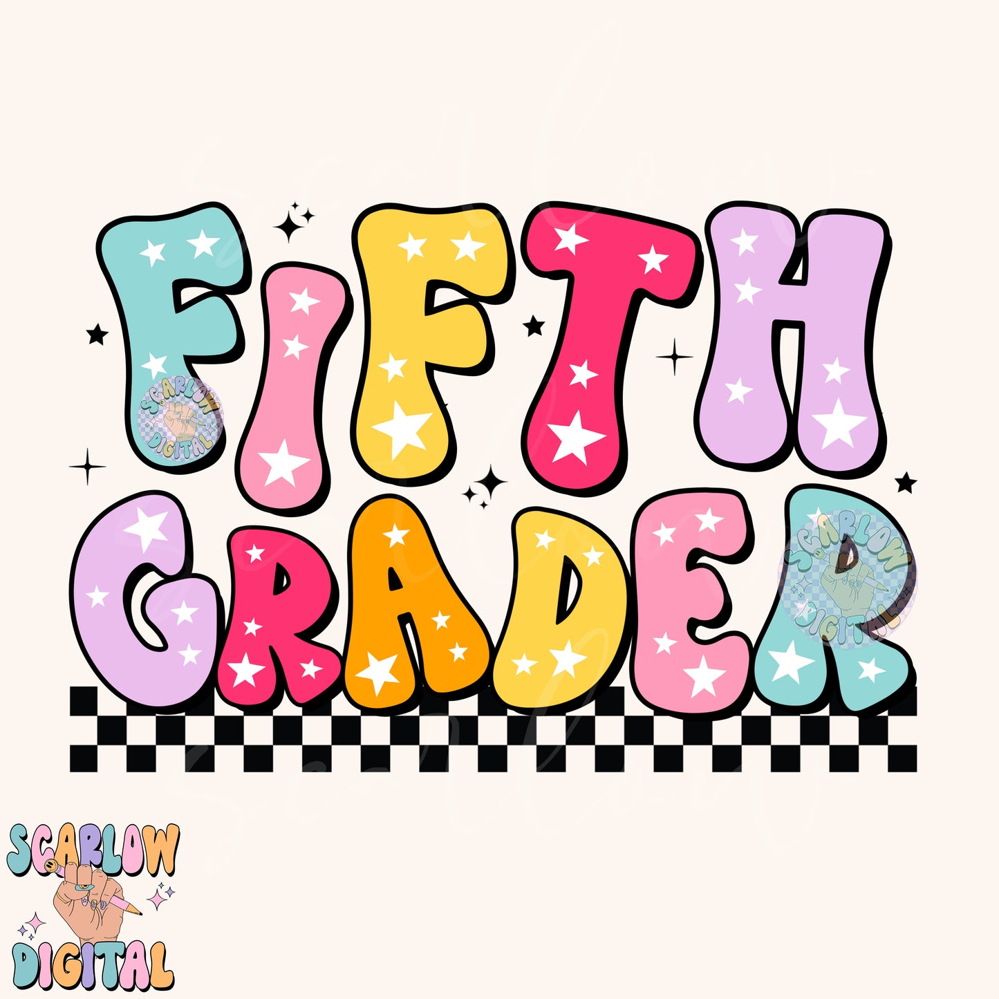 Fifth Grader PNG Digital Design Download, back to school png, school designs, retro back to school png, colorful kids tshirt designs