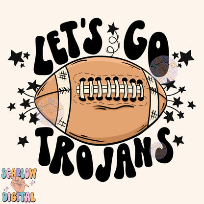 Let's Go Trojans PNG Digital Design Download, pom pom png, football png, sports png, single color png, school spirit png, team spirit png