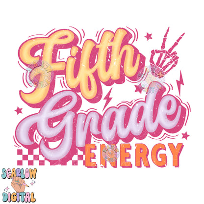 Fifth Grade PNG Digital Design Download, back to school png, checkered png, girl school png, retro png, trendy png, first day png