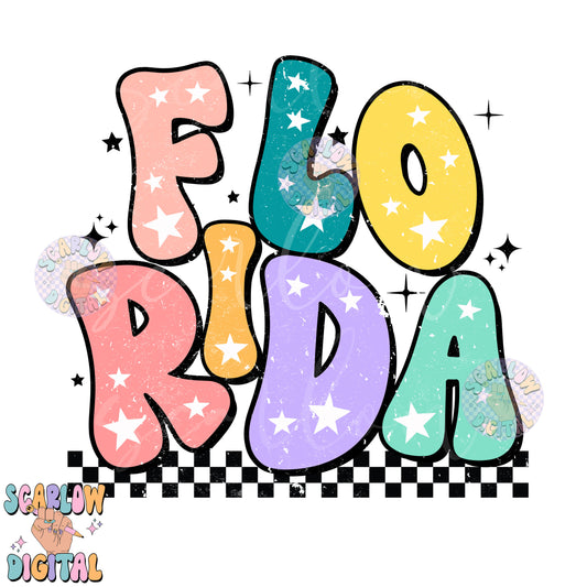 Florida PNG Digital Design Download, city png design, colorful png, stars png, women png, Florida tshirt png, retro png, hometown png