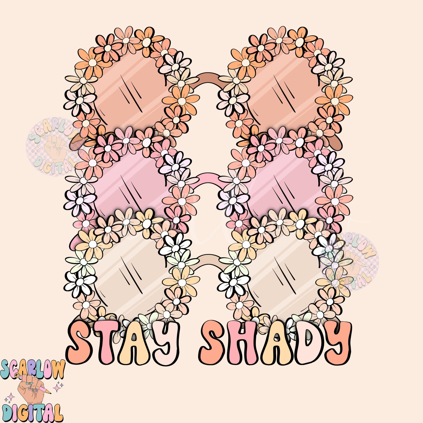 Stay Shady PNG-Floral Sunglasses Sublimation Digital Design Download-flowers png, summertime png, boho girl png, sunnies png, girly designs