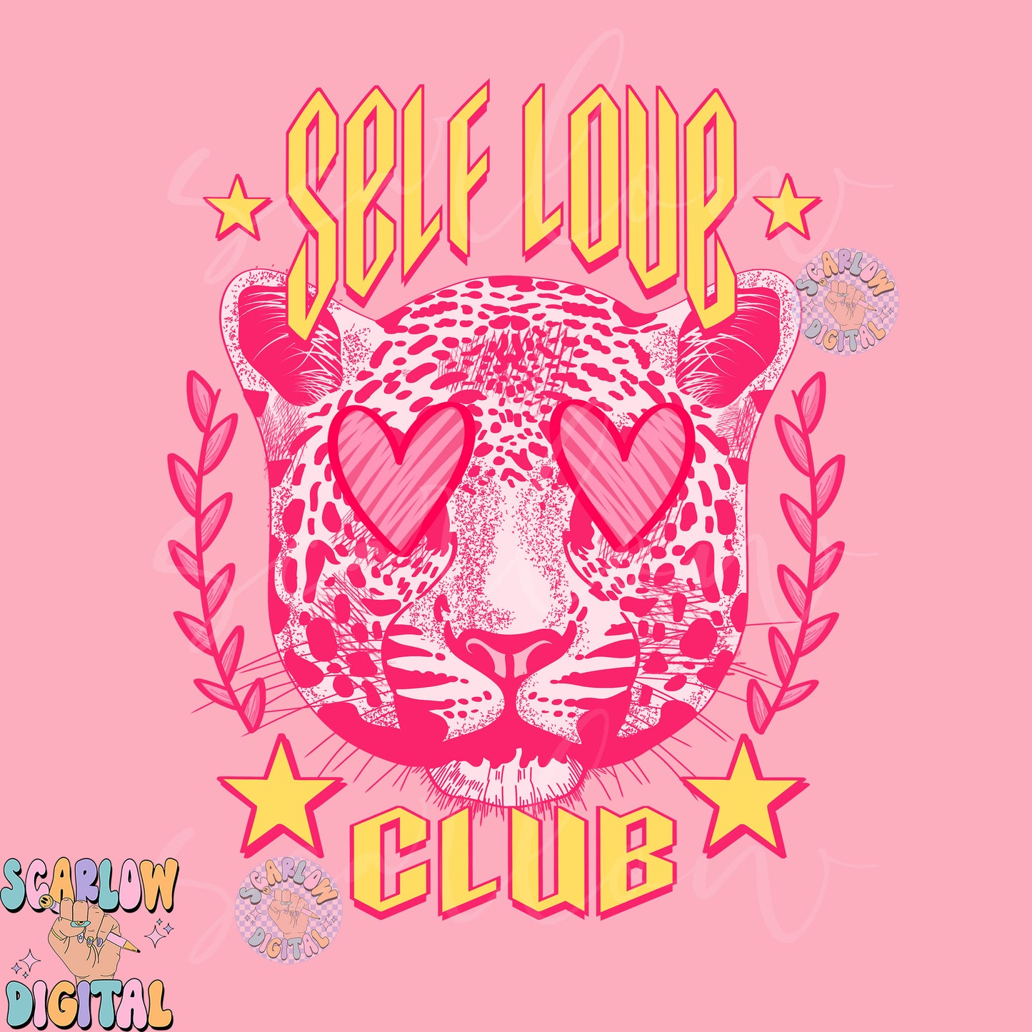 Self Love Club PNG-Valentine's Day Sublimation Digital Design Download-snow leopard png, hearts png, girly valentine's png, self care png