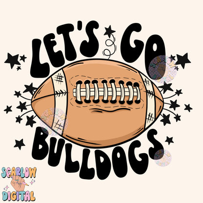 Let's Go Bulldogs PNG Digital Design Download, pom pom png, football png, sports png, single color png, school spirit png, team spirit png