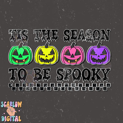 Tis The Season To Be Spooky PNG Digital Design Download, Halloween png, jack o lanterns png, spooky season png, fall png, neon halloween png