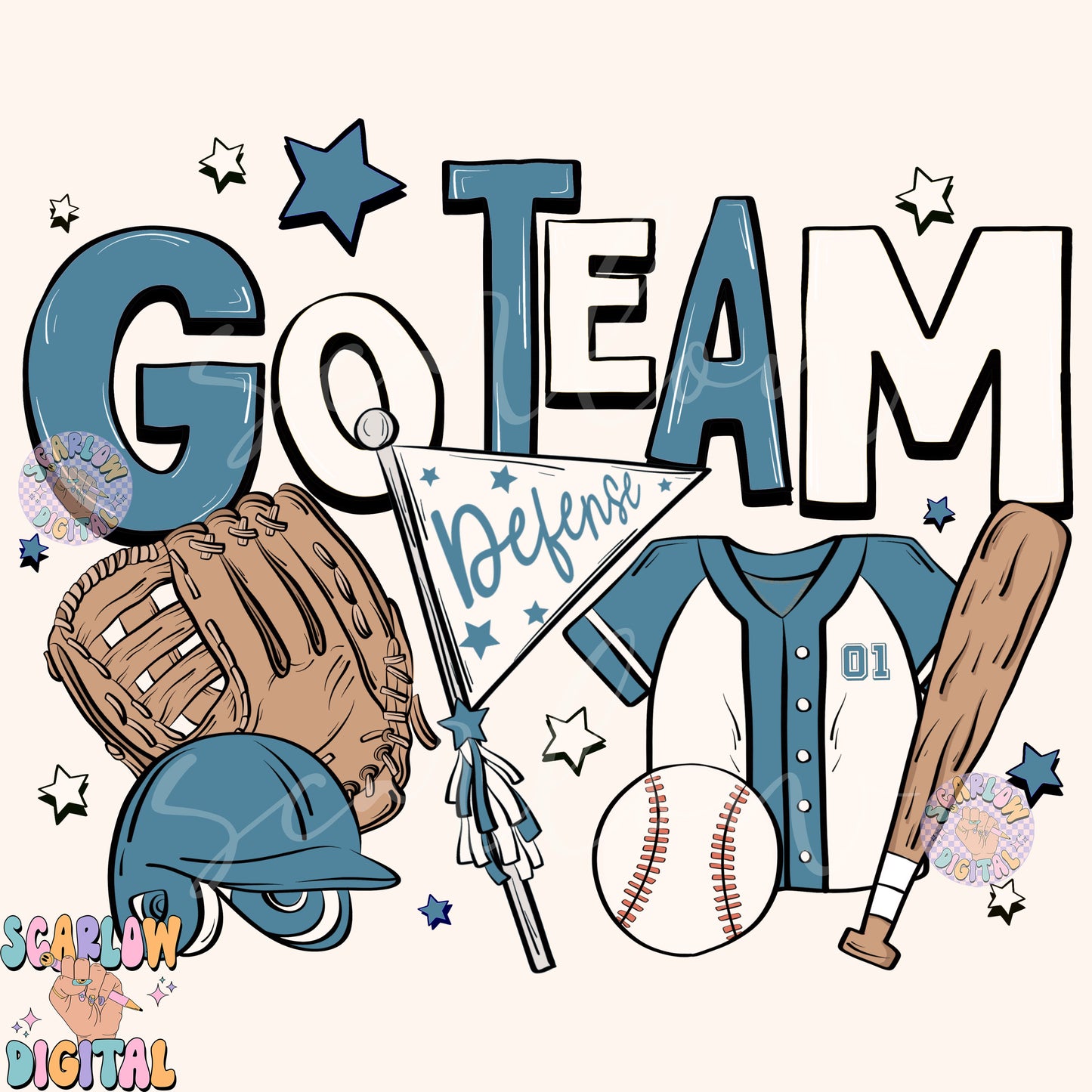 Website Exclusive: Go Team Baseball PNG Digital Design Download