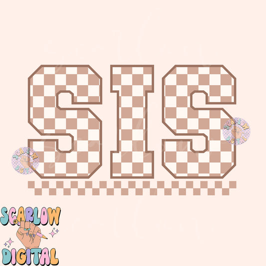 Sis PNG-Sister Sublimation Digital Design Download-checkered png, checkers png, png for girls, color neutral png, tan png designs, kids png